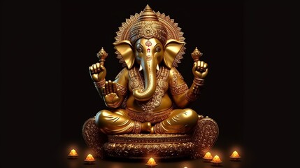 Fototapeta na wymiar Ganesha Chaturthi, Ganesha illustration, Generative ai