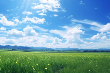 일본, 한여름, 파란 하늘, 맑은 하늘. 인공지능 생성 - obrazy, fototapety, plakaty