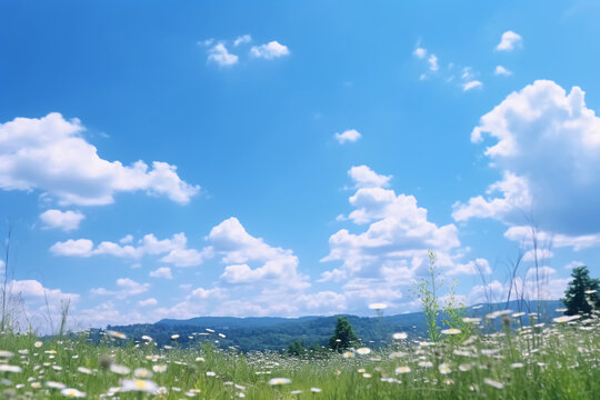 일본, 한여름, 파란 하늘, 맑은 하늘. 인공지능 생성