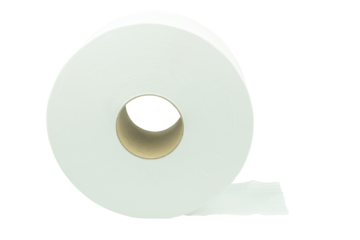 Toilet paper large or Tissue roll sanitary vertical and household,detail of vertical clean toilet paper roll. Tissue is lightweight paper or light crepe paper. on transparent background, PNG File