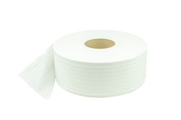 Toilet paper large or Tissue roll sanitary horizontal and household, detail of horizontal clean toilet paper roll. Tissue is lightweight paper or light crepe paper. on transparent background, PNG File