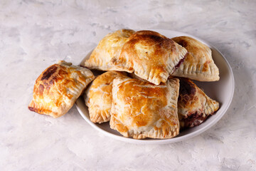 homemade buns with berry filling, copy space