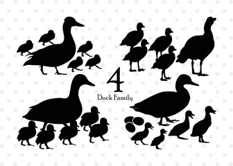 Duck Family Silhouette, Duck Family SVG, Duck Svg, Duck Baby Svg, Duck Mom Svg, Duck Bundle, SB00258