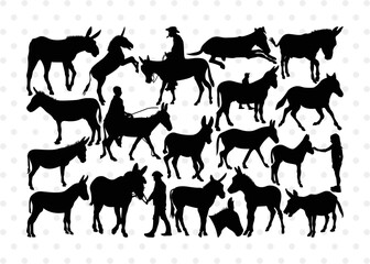 Donkey Silhouette, Donkey SVG, Ass Svg, Farm Animal Svg, Jackass Donkey Svg, Donkey Bundle, SB00254