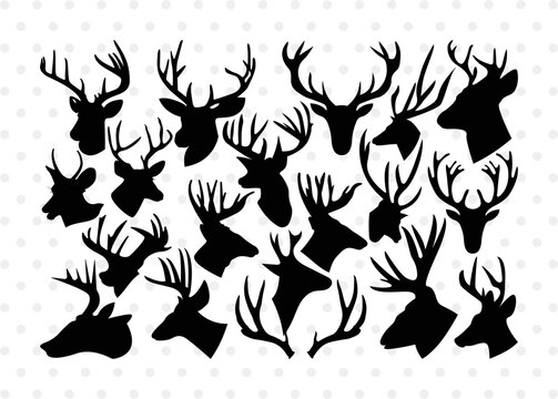 Buck Head Silhouette Clip Art