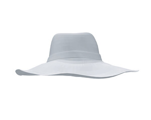 Polygonal summer hat. Vector illustration. Beach sun protection hat. Female beach hat, isolated vector illustration. 3D.