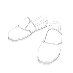 Man shoe line icon. A pair of male shoes element, Man's formal foot wear outline style pictogram for web. Vector illustration. Design on white background. EPS 10.