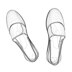 Man shoe line icon. A pair of male shoes element, Man's formal foot wear outline style pictogram for web. Vector illustration. Design on white background. EPS 10.