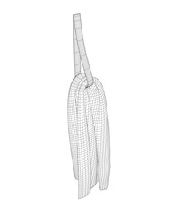 Hanger Elements of Bathroom. Vector illustration of Hanging Towel. Hotel towel wireframe. Cartoon clean items for bathroom, hanging cotton textile goods for drying, towel isolated on white background.