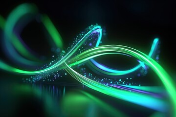 abstract futuristic background with green glowing neon moving high speed wave lines and bokeh lights. Data transfer concept Fantastic wallpaper, Ai Generative