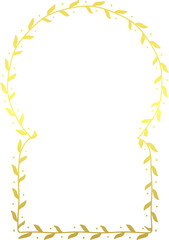 Keyhole Arch gold wreath golden frame rectangular frame architectural window door ornate flower frame floral leaf borders natural Botanical Branches decoration 