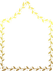 Inflexed Arch gold wreath golden frame rectangular frame architectural window door ornate flower frame floral leaf borders natural Botanical Branches decoration 
