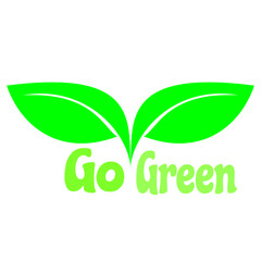 go green. Go Green icon with eco-friendly slogan - green pin with plant leaf and message inside - isolated vector motivation picture