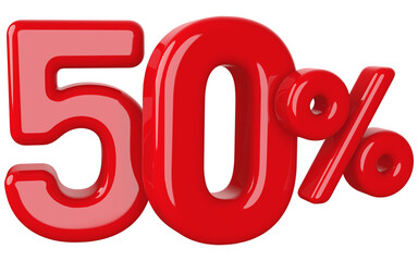 50 Percentage Red Numbers Discount