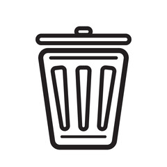 VECTOR TRASH CAN ICON WITH BLACK LINE STYLE. GREAT FOR HYGIENE SYMBOLS AND DESIGN COMPLEMENTS