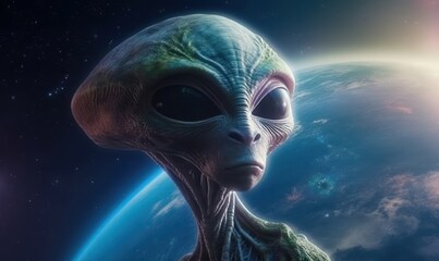 Alien Explore the Planet Background, Colorful Illustration. Generative Ai