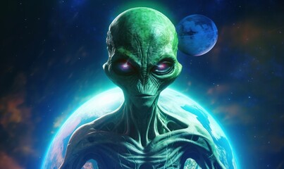 Alien Explore the Planet Background, Colorful Illustration. Generative Ai