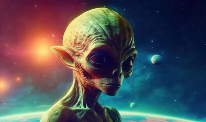 Alien Explore the Planet Background, Colorful Illustration. Generative Ai