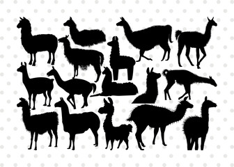 Llama Silhouette, Llama SVG, Lama Svg, Llama Mama Svg, Cute Llama Svg, Alpaca Svg, Llama Bundle, SB00290
