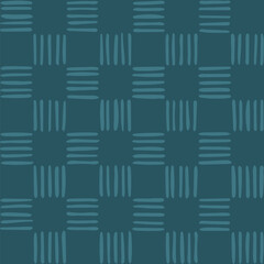 hand drawn striped squares. blue repetitive background. vector seamless pattern. stylish geometric texture. fabric swatch. wrapping paper. continuous design template for textile, linen, home decor