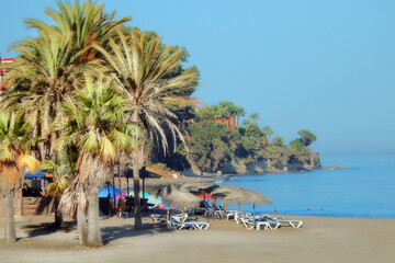 Afternoon at a beach with umbrellas, Spain