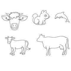 A large set of animals of the world on a light background.