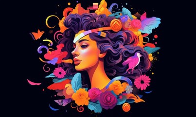 Creative Mind Colorful Background, Smart Thinking Concept. Generative Ai