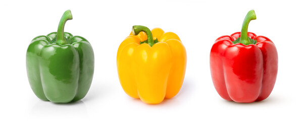 Set of bell peppers isolated on white background. 