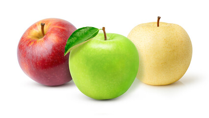 three apples isolated on white