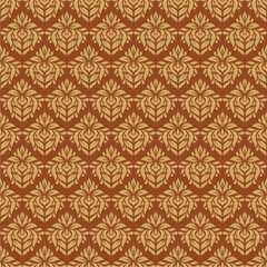 Vector damask seamless pattern background. Elegant luxury texture for wallpapers, golden leaf ornamental backgrounds. raper and packaging paper