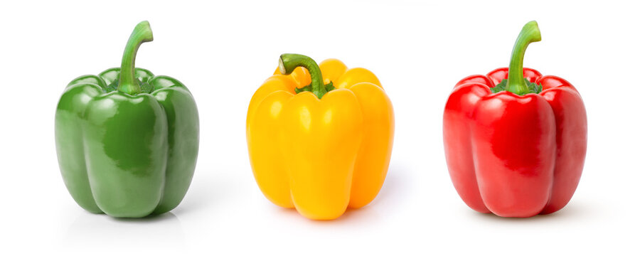 Set of bell peppers isolated on white background. 