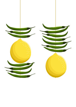 Nimbu mirchi (hanging lemon and chillies), it is an Indian symbol used in household  for protects the person from evil eyes