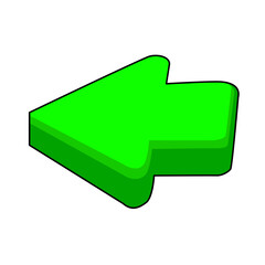 Green 3d arrow graphic icon sign.  Cartoon design. 