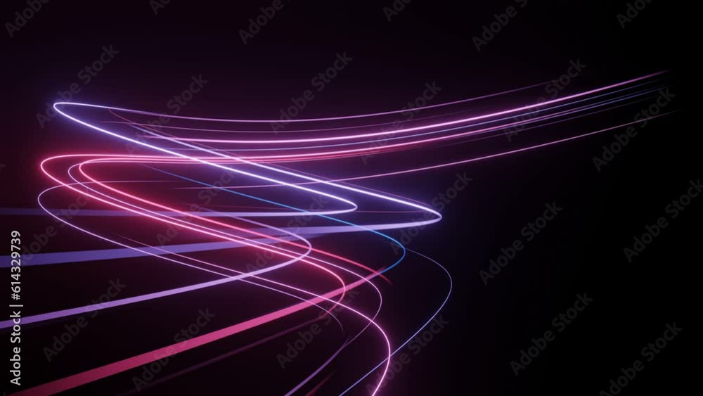 Wall mural curve light streaks animation. seamless loop. for effect overlay, background, wallpaper