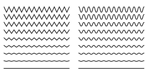 wavy line set on white background