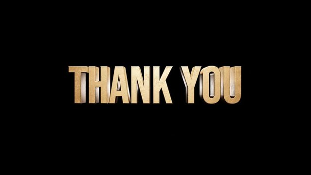 Animated thank you Luxury cinematic gold animated Thank you text in 3d Animation, Golden Thank You Text appreciation, suitable for celebration, wishes, events, message, holiday, festival .