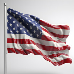 Fototapeta premium 3D USA flag with white background 