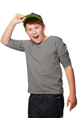 Wow, portrait and boy teenager with surprise news of sale on isolated, transparent and png background. Omg, face and teenage male person shocked by announcement, discount or wtf emoji reaction - obrazy, fototapety, plakaty