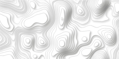 Seamless pattern Topographic line map background. Abstract pattern with lines. Vector sea map and mount map geographic and topographic contours map background. White wave paper curved reliefs.