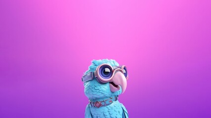 A Cute Cartoon Parrot With Vr Glasses Character Designs Mauve Sky Blue Pink. Generative AI