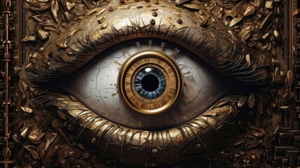 Big Safe Deposit Eye Gold Black. Generative AI