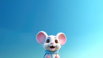 A Cute Cartoon Mouse Character Designs Skyblue White Pink. Generative AI