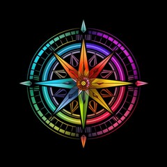 Rainbow Compass Rose A Compass Icon Showcasing A Beautiful Compass. Generative AI - obrazy, fototapety, plakaty