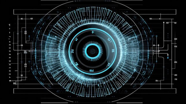 Biometric Authentication Eye Scanning Online Trading Chart Background Silver Black. Generative AI