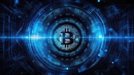 Bitcoin Big Data Cybersecurity Conceptual Background Blue Black. Generative AI