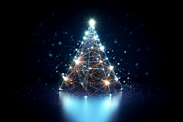 Alternative creative Christmas tree made from wires and garlands. AI generated