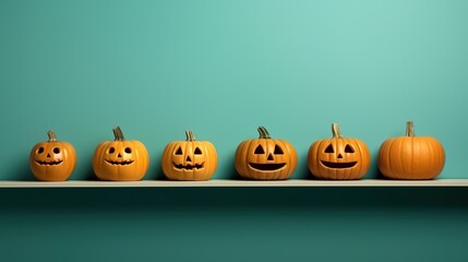 Halloween colorful pumpkin Decoration with pastel background and copy space ai generated
