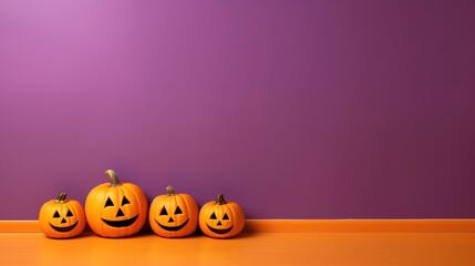 Halloween colorful pumpkin Decoration with pastel background and copy space ai generated