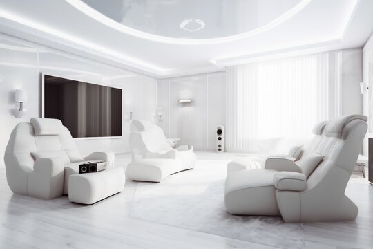 Home theater in deluxe modern. Concept for real estate or property. Generative AI