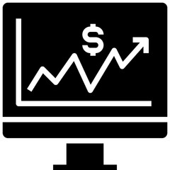 business monitoring black solid icon - 614333946